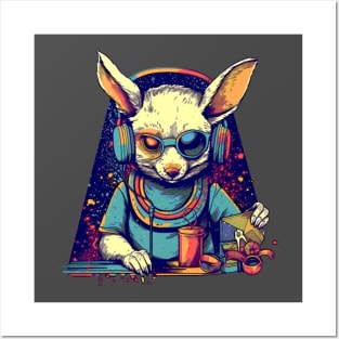 Cool bunny as DJ with broken sunglasses Posters and Art